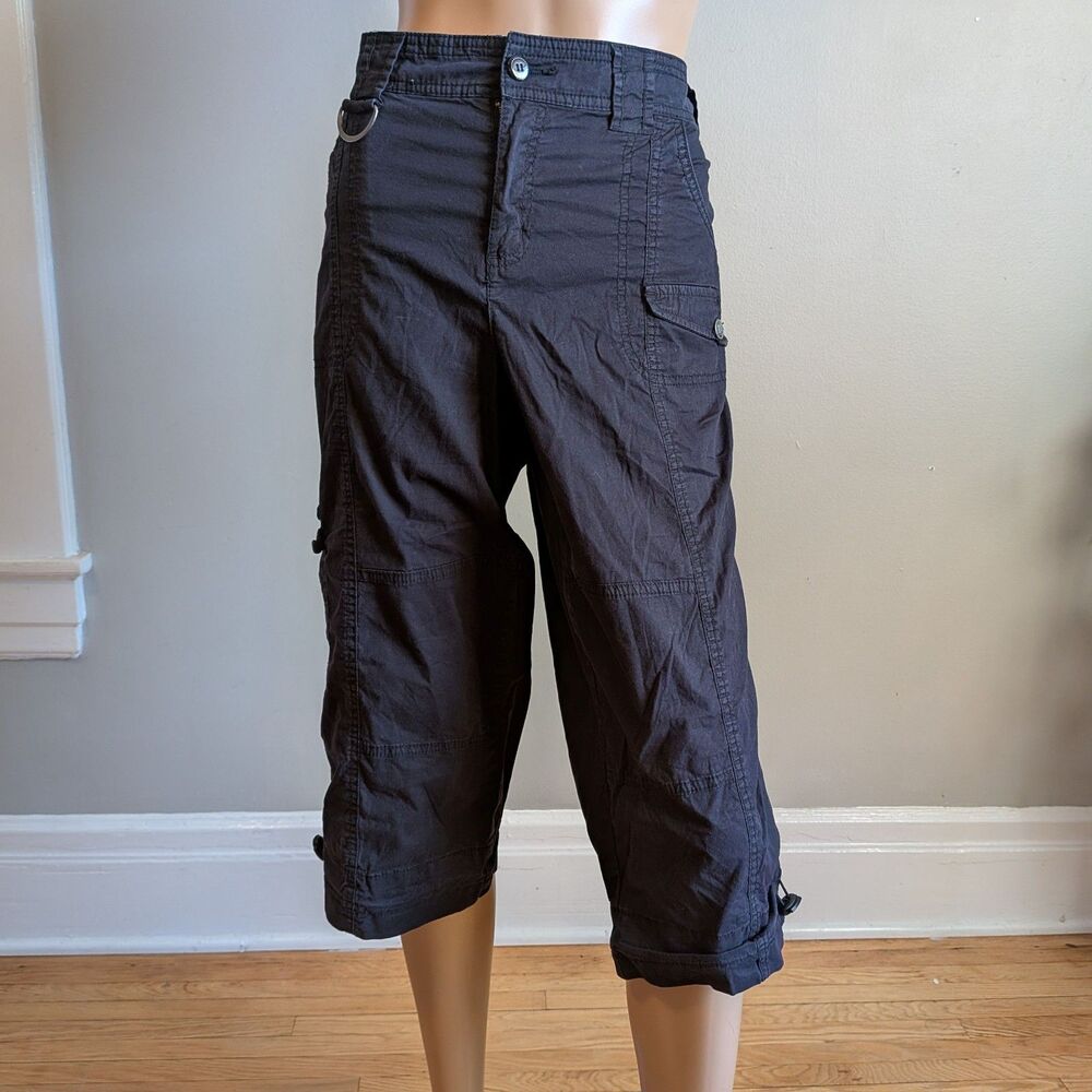 Khakis & Co Black Cropped Cargo Pants Utility Size 10